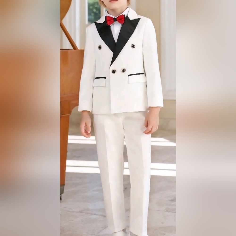 NEW Classic White and Black Boys 3 Pc Suit